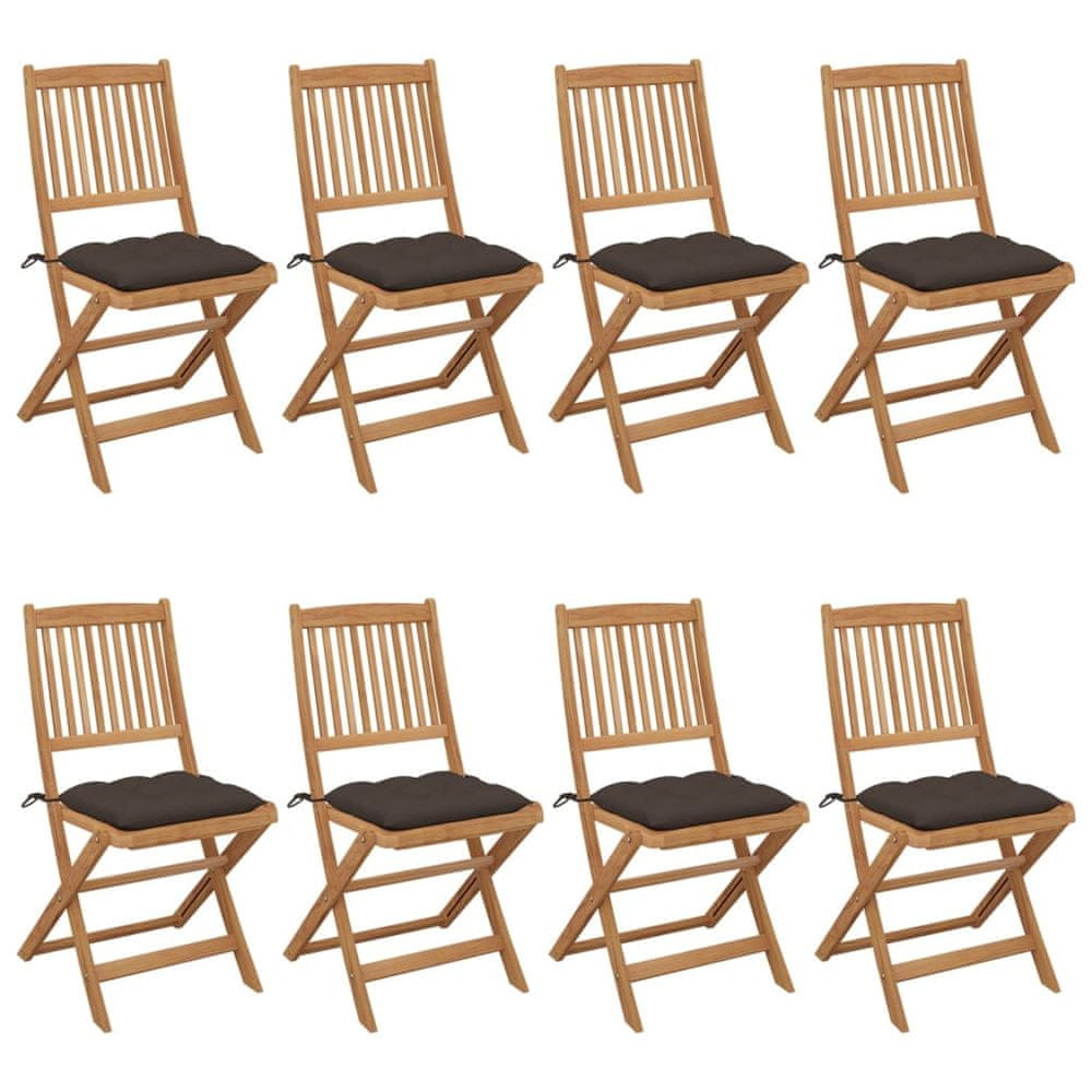 Petromila vidaXL Skladacie záhradné stoličky 8 ks so sedákmi akáciový masív